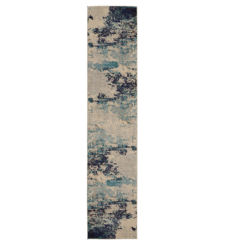 Tapis de couloir abstrait 12 pi Ivory