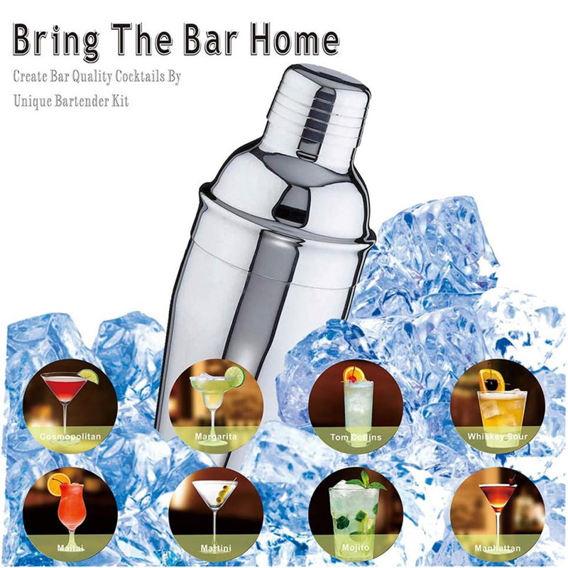Bartender Kit With Bamboo Stand, 12 Piece 25oz Cocktail Shaker Set With All Essential Bar Tools Set For Drink Mixing, Ideal Gifts For Cocktail Lovers, Home Bar Bartending Kit With Cocktail Recipes