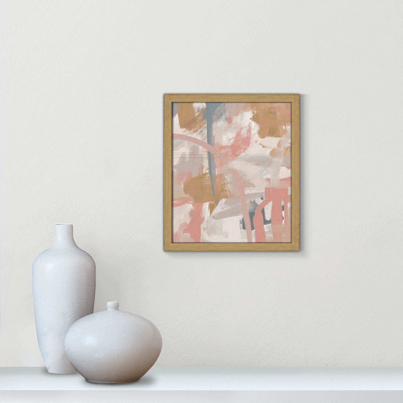 Norah Spring Colors by Leah Straatsma, 15" H x 13" W x 1.25" D, Natural Slim Unmatted Picture Framed