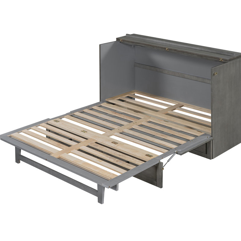 Grand lit avec grands tiroirs et ports, gris brossé. Conception pliable pour un rangement pratique et spacieux. Améliorez l'ambiance de votre chambre à coucher