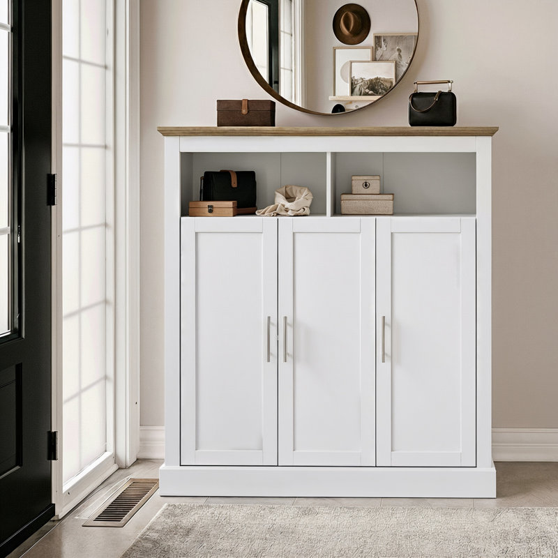 Sufy 3ft 3 Door Shoe Cabinet, White