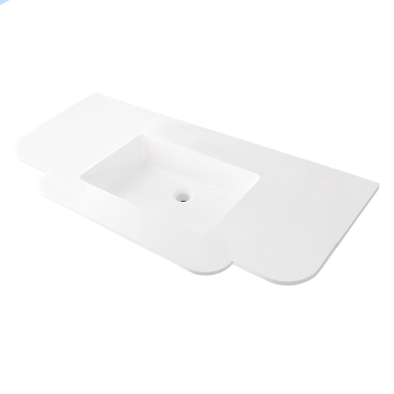 Kubitop 48'' L Bathroom Sink, Wall Mounted Faucet, Gloss White