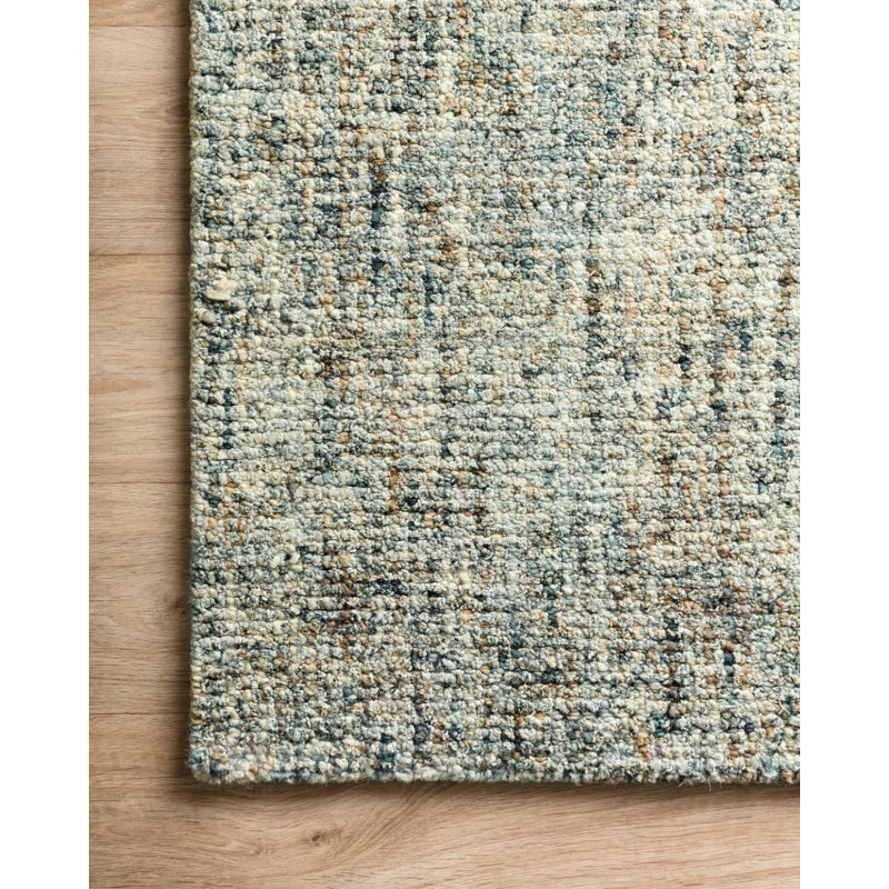 Tapis bleu en laine touffeté à la main Jaillere, Rectangle 3 pi 6 po x 5 pi 6 po