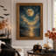 Art mural sur toile Glow Full Moon Over Golden Clouds and Ocean-398498642