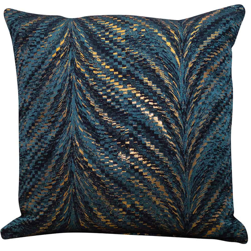 Metallic Fan Feather Cushion in Teal, 43x43cm, Cover only