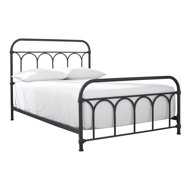 Nashburg Full Size Black Metal Frame Bed with Headboard