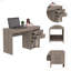 Bureau d'ordinateur à 1 tablette et 2 tiroirs Berkeley gris clair