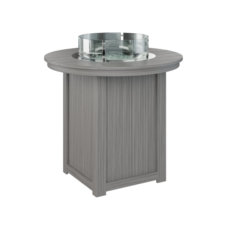 Berlin Gardens Donoma 44″ Round Bar Fire Pit Table, Driftwood Gray