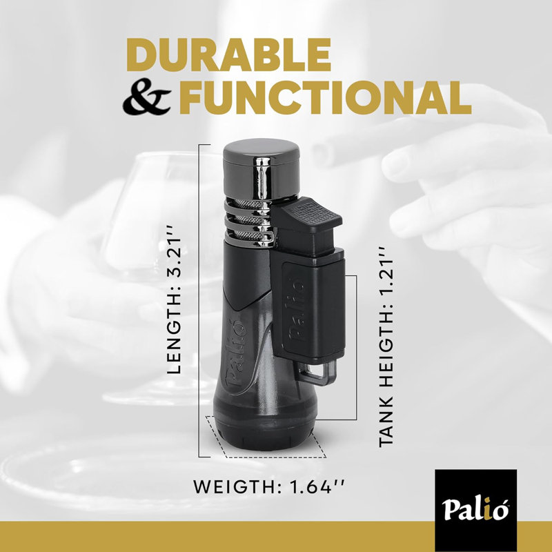 Palió Siena Single Jet-Flame Cigar Lighter, Black