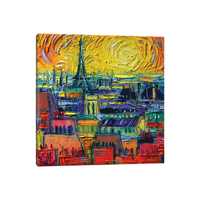 Paris Rooftops View From Pompidou by Mona Edulesco - Wrapped Canvas Painting