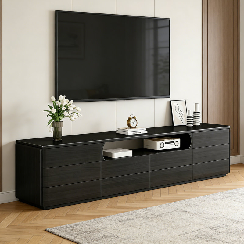 Meuble télé Modern, H 25,6 po x L 94,48 po x l 15,75 po, Noir