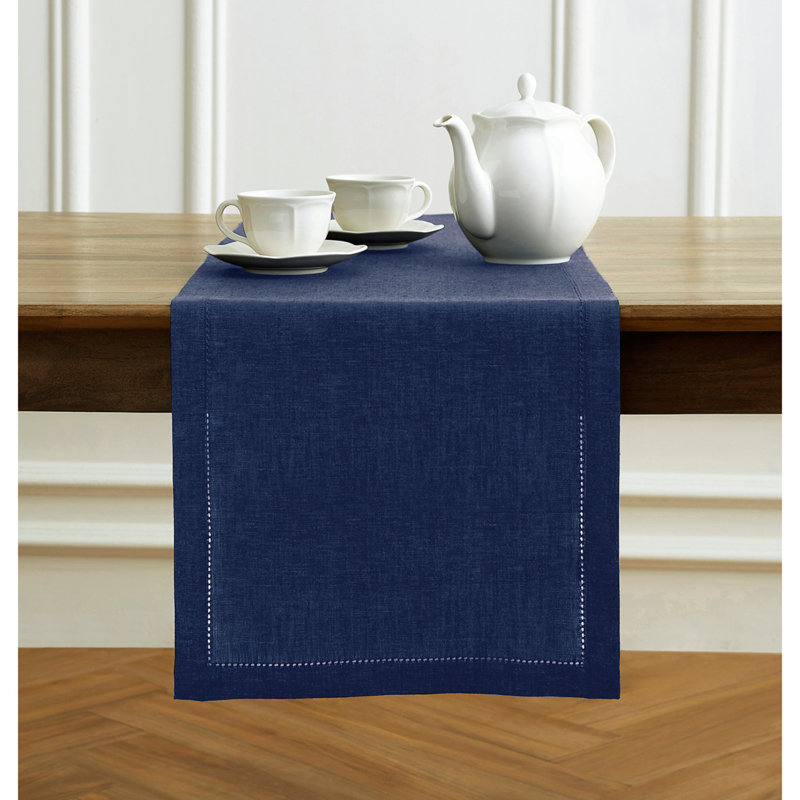 Milan - 100% Pure Linen Table Runner, Chambray Navy, 108" x 14"