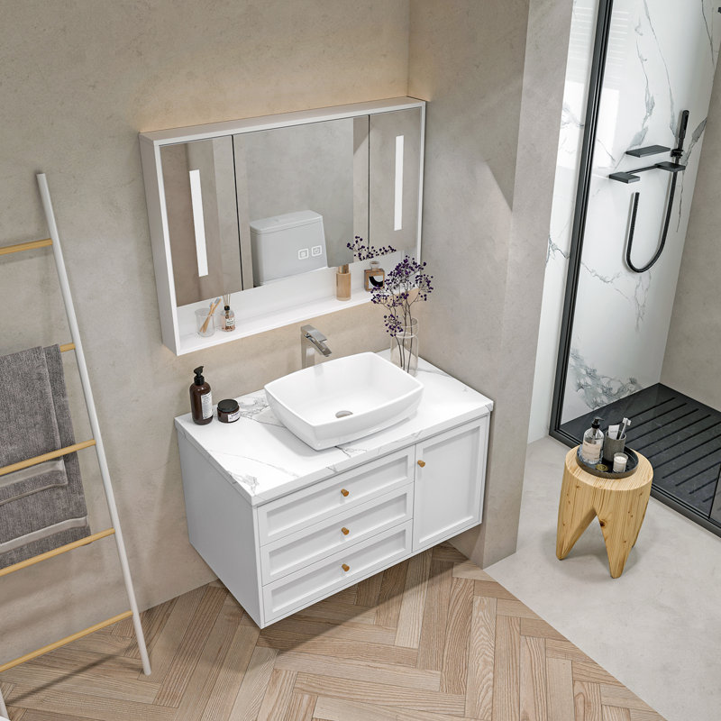 Sinber 19" x 14" x 5" White Rectangular Ceramic Countertop Bathroom Vanity Vessel Sink