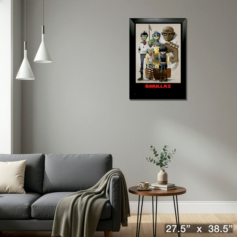 Gorillaz, reproduction encadrée avec LP or