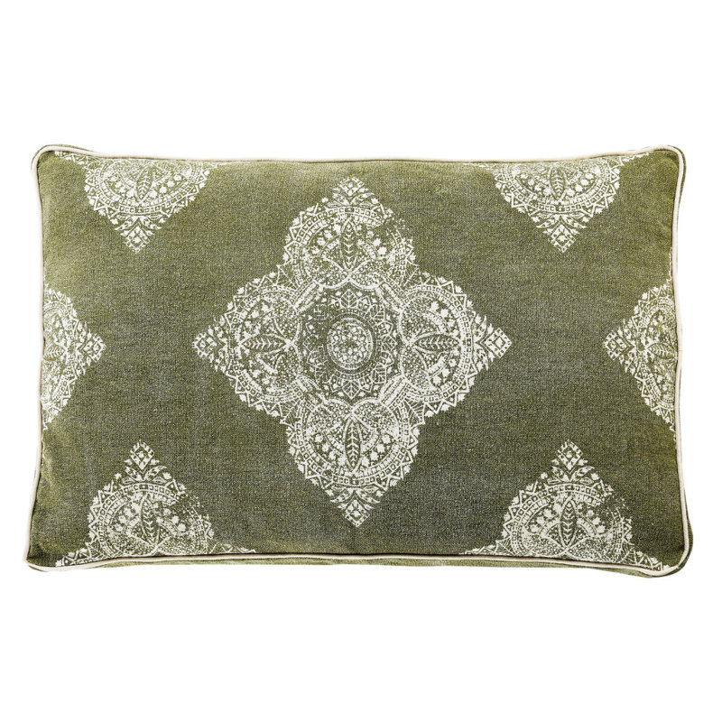 Coussin pour animaux de compagnie de style médaillon, couleur sauge délavée, 61 x 91 cm, avec housse amovible