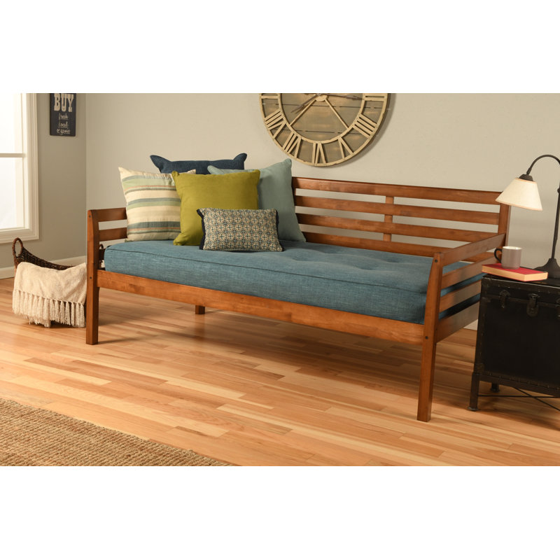Alhamdi Solid Wood Daybed, Barbados, Linen Aqua