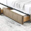 Lit double en velours de style Mid-Century confortable et brun pour la chambre à coucher et le salon