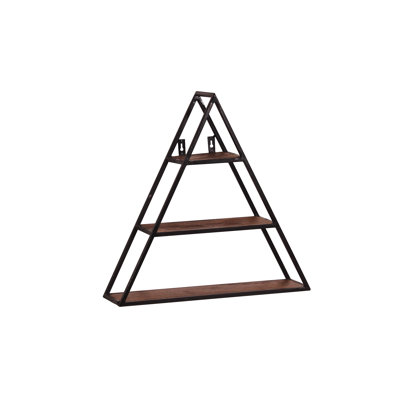 D 3 -Piece Triangle Mango Solid Wood Accent Shelf