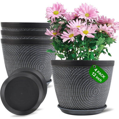Grand pot de plante d'extérieur d'intérieur de 12 pouces, paquet de 4 ...