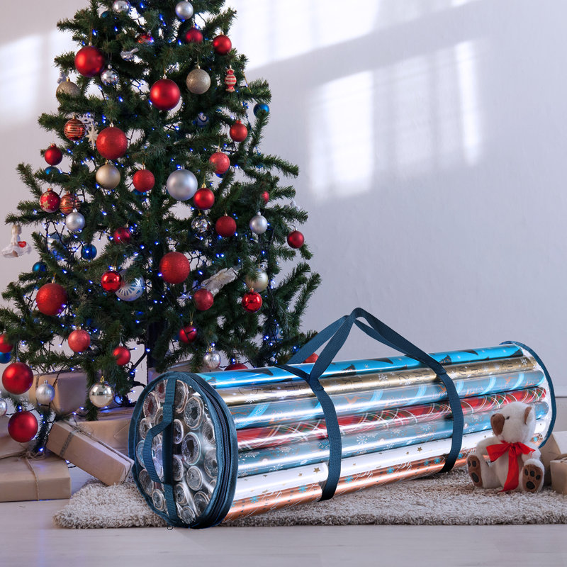 Christmas Wrapping Paper Storage Bag, Blue