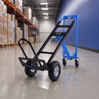3-in-1 Heavy-Duty Convertible Steel Hand Truck with 10" Pneumatic Wheels, 600 lb. Platform Capacity