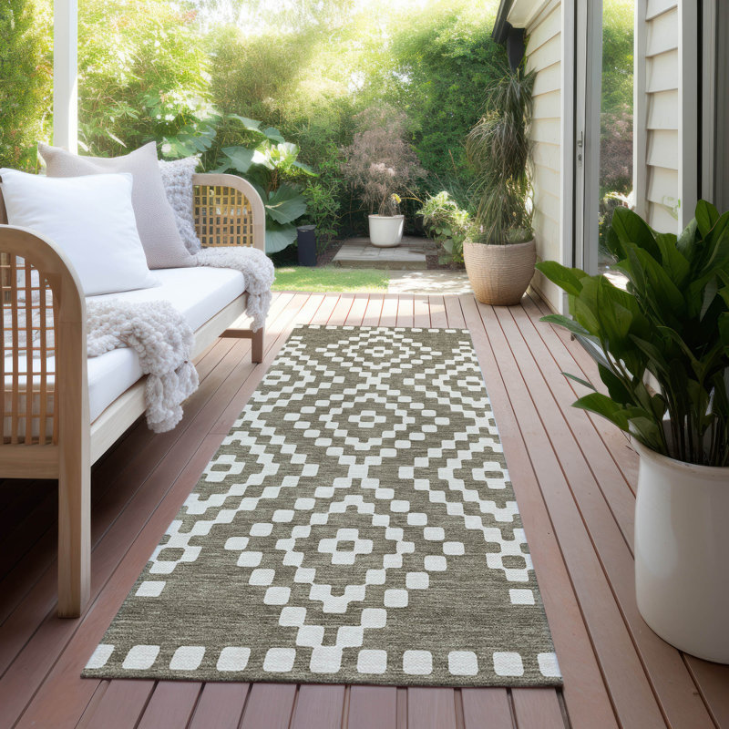 Malek Indoor/Outdoor Area Rug with Non-Slip Backing, Runner 2'3" x 7'6"