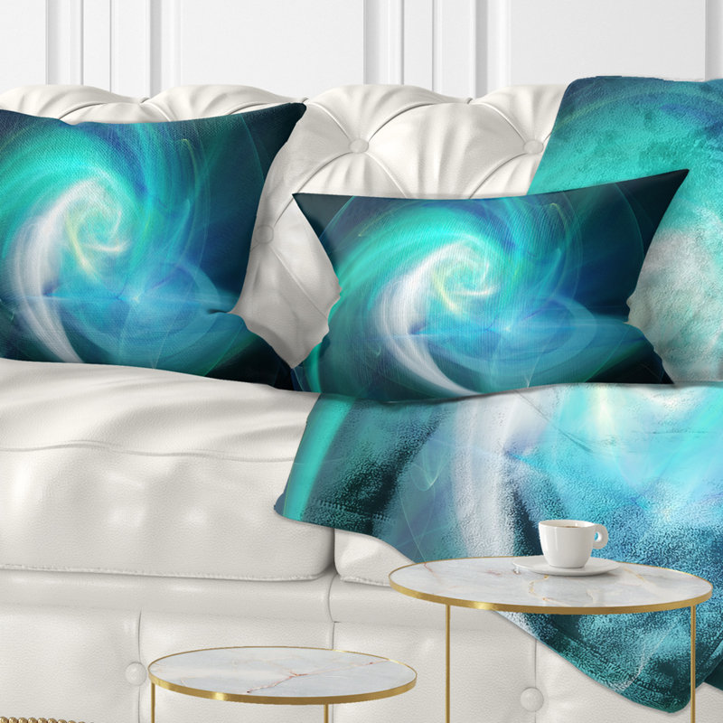 Blue Fractal Abstract - Coussin décoratif à imprimé abstrait