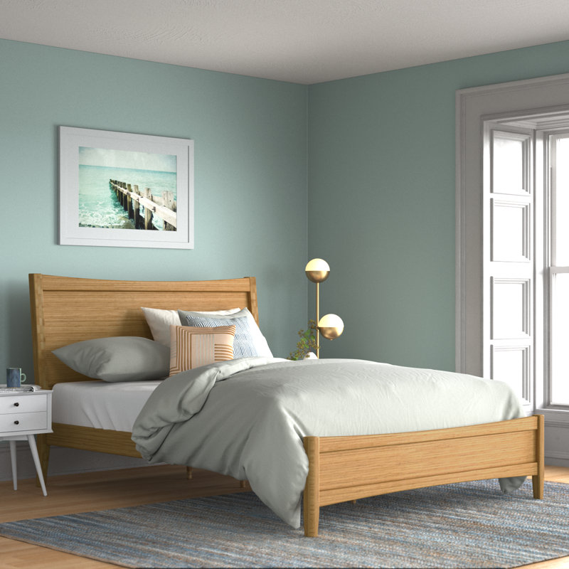 Lit plateforme Mid-Century moderne en bois massif Bonadie, Grand