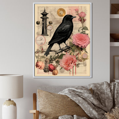 Corbeau noir - Illustration rétro - impression
