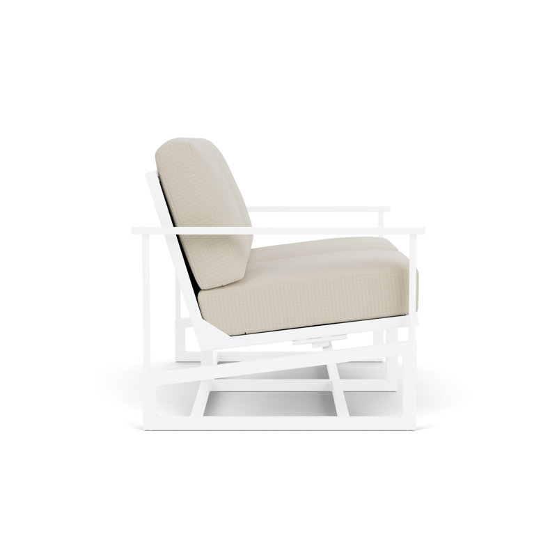 Outdoor Summit Rocker Bench with Cushions, Mink, Beach Natural, White