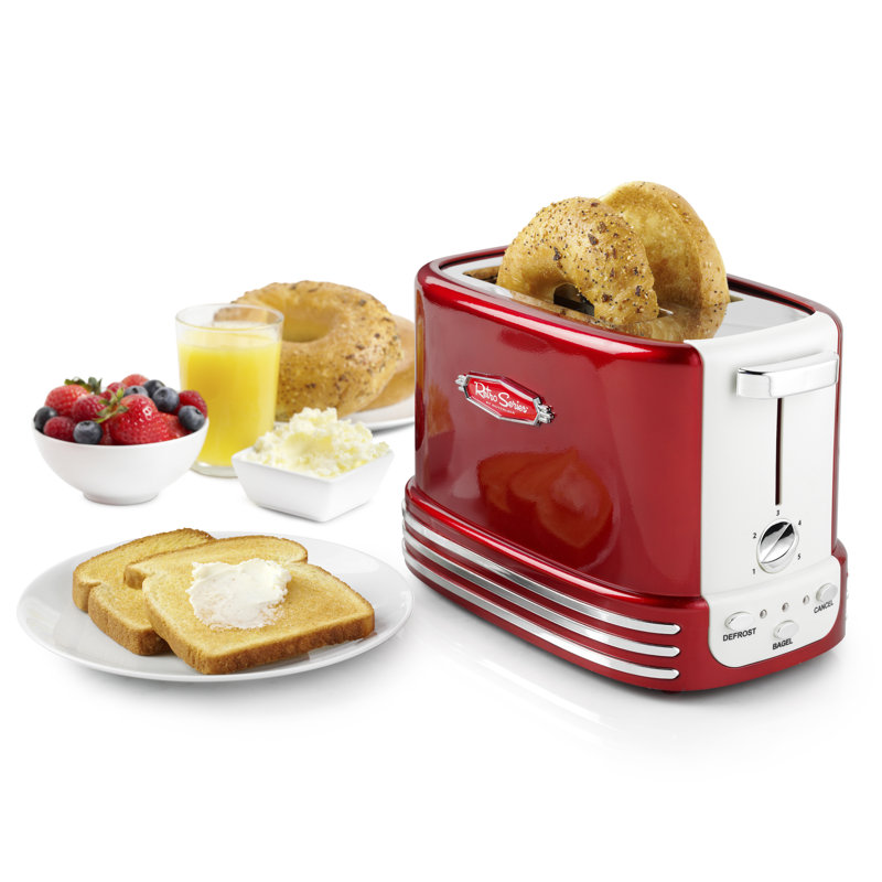 Nostalgia Retro Wide 2-Slice Toaster, Red