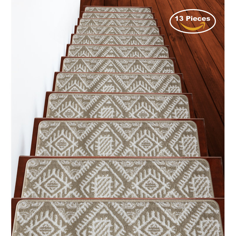 tapis d'escalier doux et vibrant en treillis Ankeny, Rouge