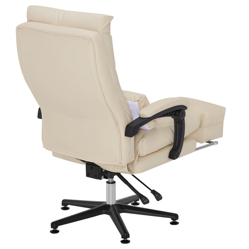 Reclining Facial Beauty Chair with 360°Swivel, Lumbar Pillow & Adjustable Footrest, Faux Leather