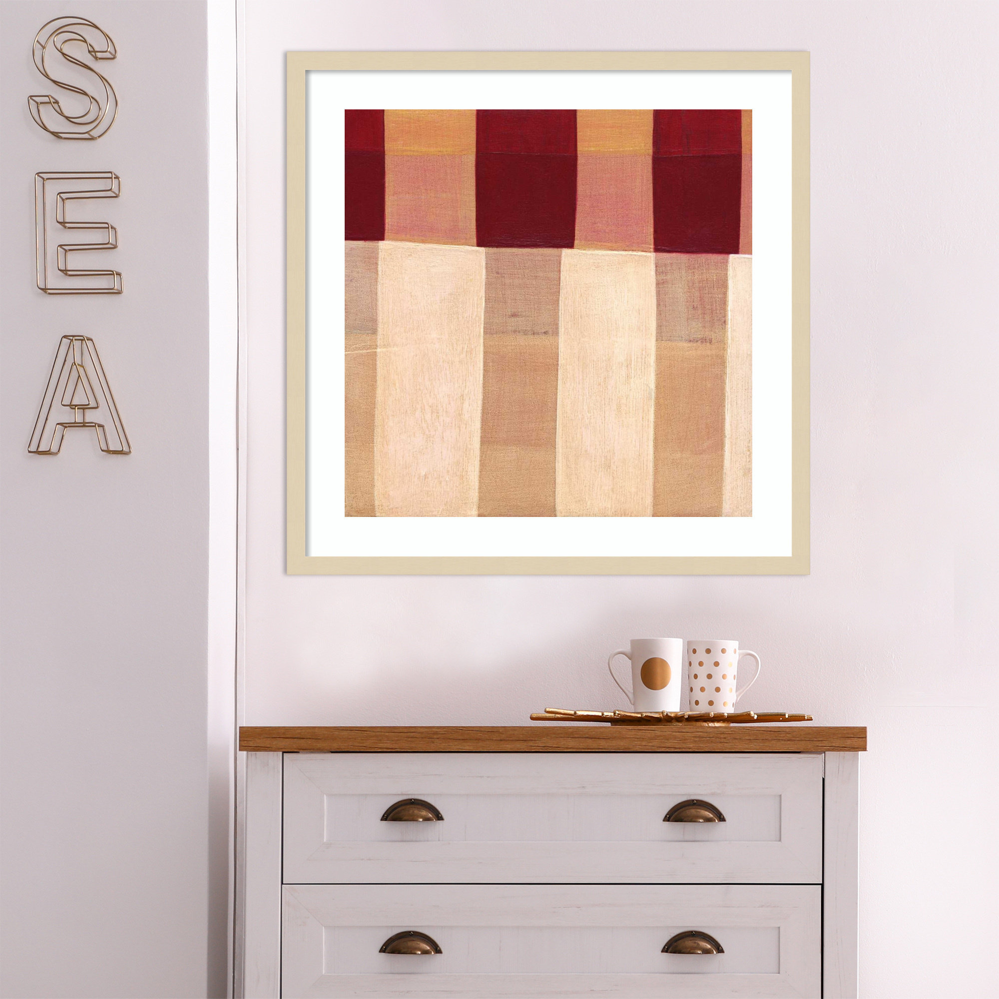 Broken Stripes 1 by Laura Nugent, Brown, 25" H x 25" W x 1" D