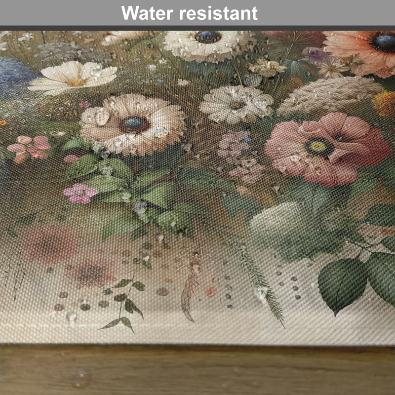 Rose and Olive Green Floral Polyester Rectangle Placemats Set of 4