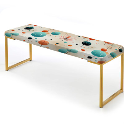 Midcentury Upholstered Gold Bench