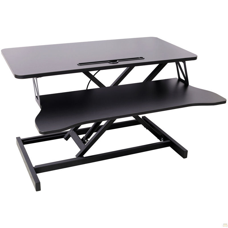 Bureau pour ordinateur portable à hauteur ajustable, station de travail assis-debout réglable avec plateau pour clavier, noir