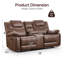 Canapé inclinable 78 po en similicuir respirant et manuel, fauteuil inclinable 2 places avec rangement-1243383492