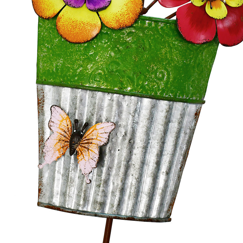Piquet de jardin fleur en métal