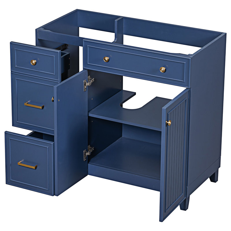 35.43'' Single Bathroom Vanity Base Only, Navy Blue