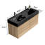 Meuble-lavabo de 48 pouces avec lavabo noir et tiroirs en chêne brut, fixation murale de style Mid-Century moderne, laque double de grade E0, système, panneaux de style E1, drainage en U, finition laquée