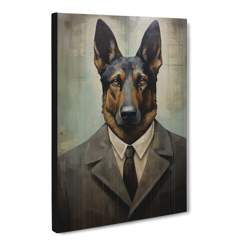 German Shepherd Dadaism Art - Wrapped Canvas, 76cm H x 50cm W x 3cm D