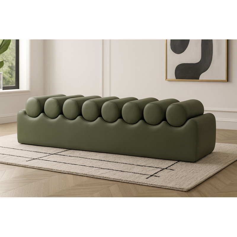 Banc en cuir Rumble Vegan, H 16,5 po x l 72 po x P 22 po, Cuir végétalien vert