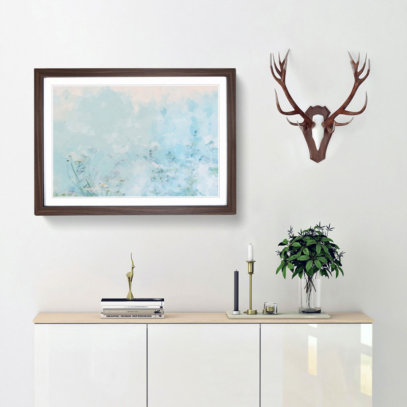 Pretty Flowers in Abstract - Framed Print, 50cm H x 76cm W x 2cm D, Walnut