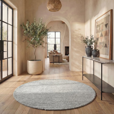 Tapis argenté en laine touffeté à la main Almus