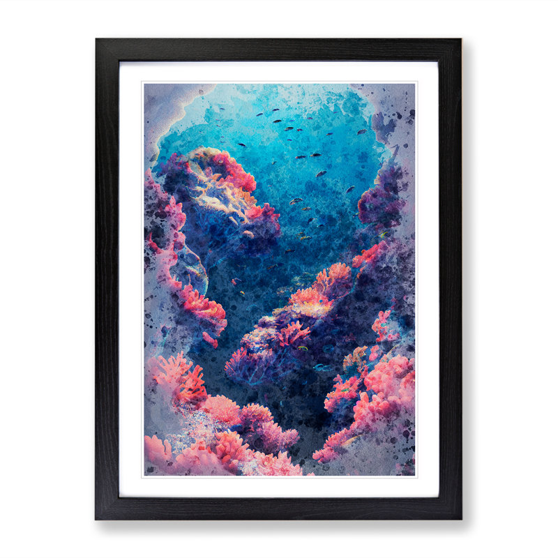 Coral Reef Beauty - Single Picture Frame Print, Black, 64cm H x 46cm W x 2cm D