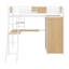 Lit mezzanine simple avec bureau en L et garde-robe-989959383