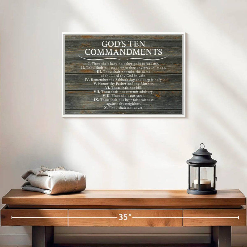 Ten Commandments, 19" X 13", Floating Frame White
