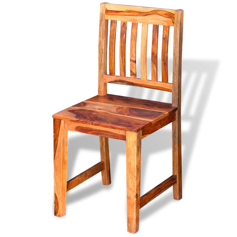 Chaise d'appoint à dossier en lattes de bois massif Vernia brun
