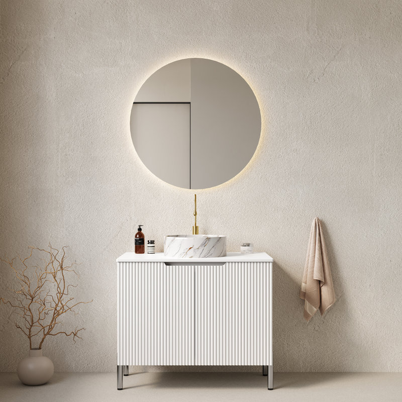 Meuble-lavabo 30 po avec lavabo en céramique et comptoir Carrara
